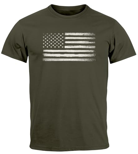 Neverless® Herren T-Shirt USA Flagge Print Retro Style Männer Fashion Streetstyle