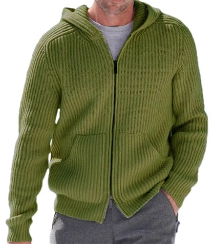PANVER Sweater Herren Komfortabel Weich Atmungsaktiv Gestrickte Jacke Herren Temperament Urban Trend Sweater Jacke Herren Casual Mode Warm Knit Sweater Herren I-Green XL