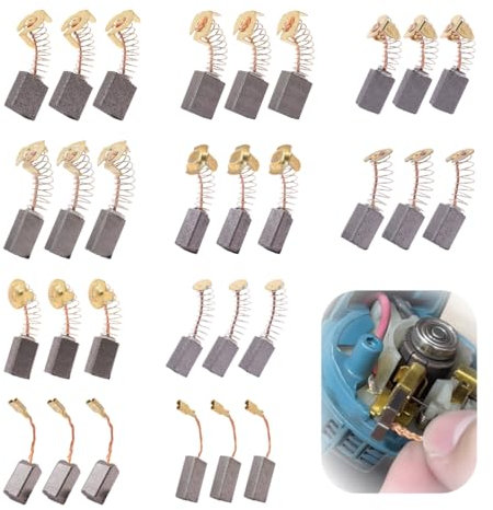 30 PCS Electric Motor Carbon Brushes Kit, 10 Sizes for Power Tools, Angle Grinders, Electric Hammer Drills, Comprehensive Carbon Brush Holder Repair Set Materials