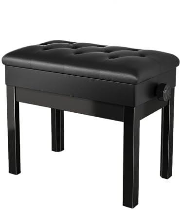 Clevich Klavierhocker Höhenverstellbar 48-58CM, Pianobank mit Stauraum, Klavierbank mit PU Lederkissen, Klavierstuhl Heavy Duty, Tastatur Piano Bench bis 150KG Belastbar, Schwarz