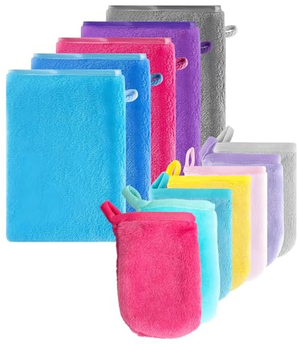 Manoplas de microfibra para el baño y la cara, 12 unidades