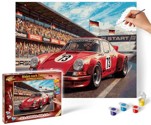 Schipper 609130929 Malen nach Zahlen – Porsche 911 Carrera RSR 2.8 - Bilder malen für Erwachsene, inklusive Pinsel und Acrylfarben, 40 x 50 cm