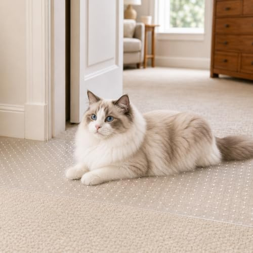 1 Pc Pet Carpet Protector, Cat Scratch Guard for Doorways, 38 x 110 cm | Clear Plastic Sheet, Easy to Cut and Fit, Helps Protect Carpets and Floor Edges, Suitable for Doorways and Pet Areas