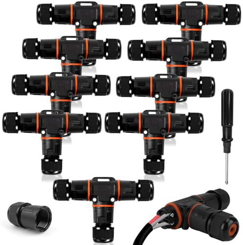 HIMOMO Connettori Elettrici Impermeabili 3 Poli, Scatola Di Giunzione Ip68, Connettore per Cavo per Diametro Cavo ø 3 Mm-12 Mm, Per Giardini, Aree Esterne (10 Pezzi)