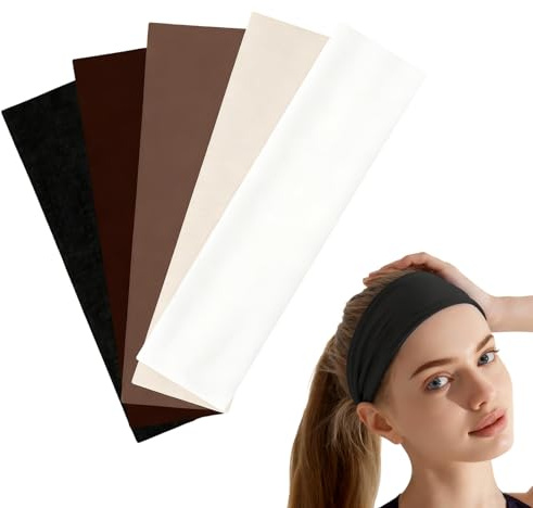 Jetstream 5 Stück Haarband Schwarz Headband, Damen Herren Antirutsch Stirnbänder, Elastizität Haarbänder, Rutschfest, Geeignet für Jede Sportart, Einzelnes Stirnband (5×20 cm)