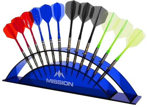 Mission Darts | Darts Station 12 | Holds 12 darts | Acrylic Darts Display Arc | Multiple Colours Available.