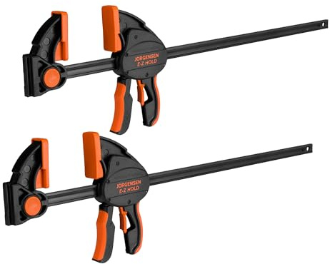 Jorgensen E-Z Hold - Morsetti resistenti da 362,9 kg, confezione da 2 morsetti espandibili da 61 cm, morsetti a barra con presa rapida con una mano, morsetto a grilletto, morsetti a barra per la