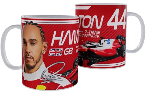 Partisan Hamilton Mug en céramique inspiré de la F1 pour les fans de course 2026 325 ml (rouge)