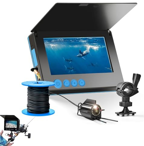 Underwater Fishing Camera with Infrared Night Vision, 5000mAh Battery Fish Finder, Wide Angle Waterproof Camera for Ice Fishing, Lake & Sea Fishing 20m