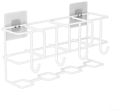 Porte-parapluie mural pour entrée | Organisateur de rangement compact pour parapluie avec support de porte en métal peu encombrant | Support mural de porte moderne (blanc)
