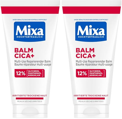 Mixa Balm Cica+ Multi-Use Reparierender Balm – Mit 12% Glycerin, Panthenol & Squalan für Gesicht, Körper & Lippen – Beruhigende Pflege für trockene, irritierte Haut von Babys, Kindern & Erwachsenen