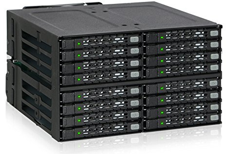 ICY DOCK Full Metal 16 x 2.5 SAS/SATA HDD/SSD Mobile Rack Enclosure for 2 x 5.25 Bay (4 x MiniSAS HD) | ToughArmor MB516SP-B