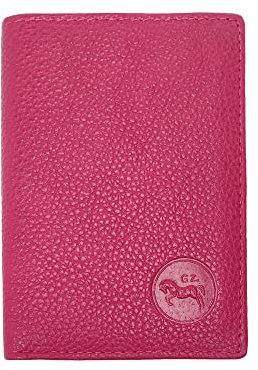 LOLUNA® Etui Porte Carte de crédit RFID - NFC- 3 Volets - 9 Cartes - Mini Portefeuille - Compact - Homme/Femme - Cuir Vachette Véritable - Fuchsia