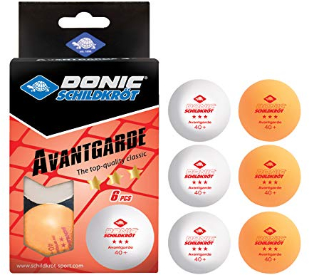 Schildkröt Unisex – Erwachsene Donic Tischtennisball 3-Stern Avantgarde, Poly 40+ Qualität, 6 Stk. im Blister, weiß / 3x orange, 608533, 6er Karton