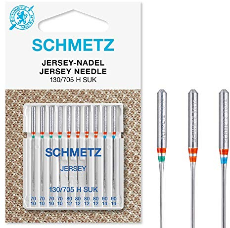 SCHMETZ | 10 Nähmaschinennadeln | Jersey | 130/705 H SUK | Nadeldicke 70/10-90/14 | auf jeder gängigen Haushaltsnähmaschine einsetzbar