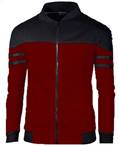 Wamvp Sportmode Herren Jacke Sweatjacke Ohne Kapuze Klassisch Zip-Jacke Sweatshirt Jacke Sportjacke Outdoorjacke mit Reißverschluss und Stehkragen Colorblock Übergangsjacke Outwear