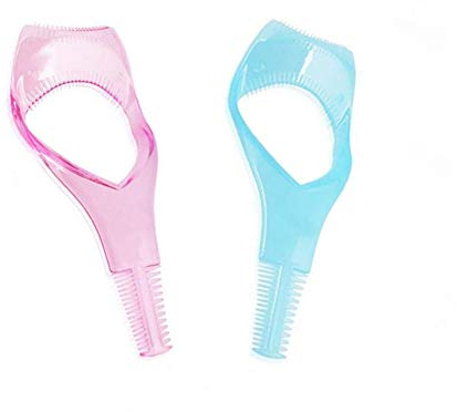 2 Stück Kunststoff Make-up Wimpern Werkzeug Lash Mascara Guard Applikator Wimpernführung Wimpernbürste Lockenwickler Kamm Mascara Shields (Pink + Blau)
