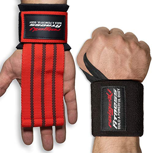 Handgelenk Bandagen + Fast Grip Zughilfen [Set] Profi Schnellverschluss (+ Trainingspläne) für Fitness, Krafttraining & Bodybuilding - für Frauen und Männer