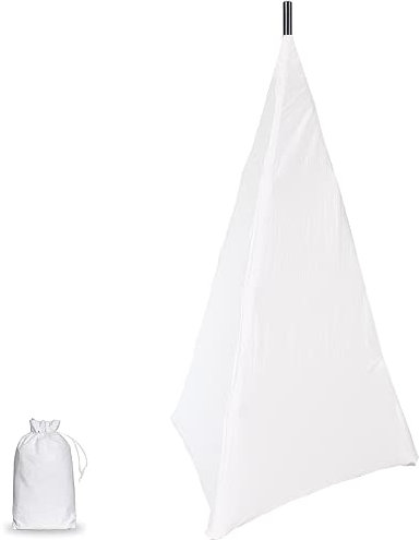 Skyour 1pcs Floor Speaker Stand Cover Stretchable Spandex 3 Sided Triangular DJ Support Floor Speaker Tripod Support Stands Tripod Scrim Covers for Weddings Banquets Events White (1)