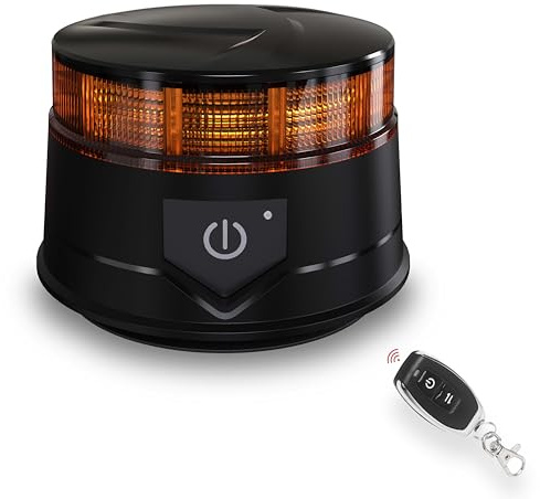 Agrieyes Gyrophare Accu avec Télécommande, 12V, Avertisseur Jaune pour Voiture, Aimant avec Ventouse, Lumière d'Avertissement LED pour Tracteur, Gyrophare Sans Fil pour Tracteur, Véhicule Utilitaire