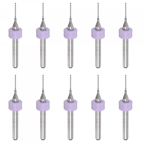 sourcing map 10 Stück Mikro PCB Bohrer Satz 1/8 Zoll Schaft 0.65mm Vollhartmetall CNC Gravur Druck Leiterplatten Bohrer Drehwerkzeug