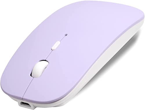 Mouse Bluetooth Wireless Compatibile con Laptop/Macbook/iPad (iOS 13.1.2 e successiva) /PC /Computer /Android Mini Mouse Silenzioso Ricaricabile per Windows/Linux/Mac 3DPI Regolabile (Viola)