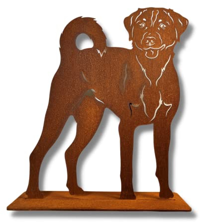 Terma Stahldesign Rost Hund Appenzeller Sennenhund Lebensgroß Handmade Germany tolle Gartendeko aus Metall Figur deko Geschenk Rostfigur Garten deko Gartenfigur, hundegrab deko