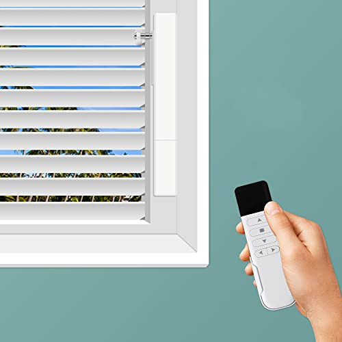 Blindsmart Plantation Shutters Motor, Smart Electric Motor Automatic Opener for Plantation Shutters for Interior Windows, USB Rechargeable Driver for Window Shutters (Remote Version, with Solar Panel)