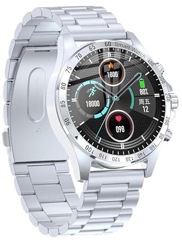findtime Smartwatch aus Edelstahl für Herrenuhr Damen 1,28 Zoll Smartwatch Sport Schrittzähler Kalorienzähler wasserdicht bis 3 ATM Stoppuhr 24 Sportmodi