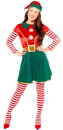 amscan Adult Elf Lady Fancy Dress Christmas Costume (UK Dress 6-8)