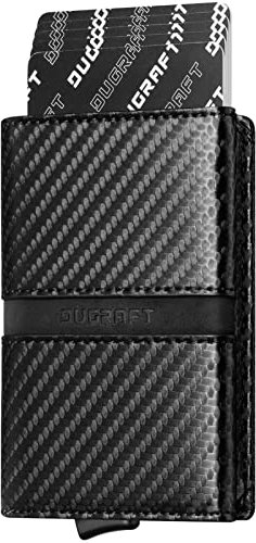 DUGRAFT Portefeuille Homme et Porte Carte Bancaire avec Protection RFID Anti-Piratage, Porte Carte et Billets avec Fenêtre d'identification pour 11 Cartes, Fibre de Carbone