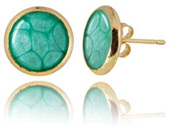 Luxus Klein Ohrstecker für Damen (Stil 12 - Runde Blau Türkis Gold)