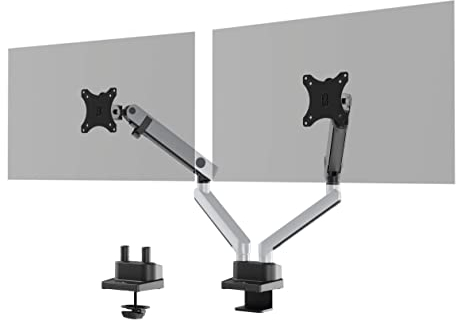 Durable Monitor Mount Select for 2 Screens - Monitor Stand with Clamp for Desks - VESA 75/100 - For Screens Upto 32 Inches - Height Adjustable, Rotate & Tilt - Securely Holds Screens Upto 8KG