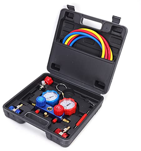 Monteurhilfe Klimaanlage 2-Wege kältemittel klimaanlage set Kältemittel Manifold Messgerät Set für R134 R22 R410A R404A Manometer Vakuumpumpe mit Box