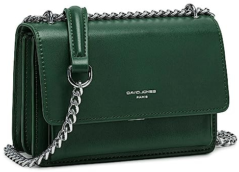 David Jones - Damen Kleine Umhängetasche - Frau Ketten Schultertasche PU Leder - Handtasche Mini Crossbody Bag mit Klappe - Handy Party Tasche Kettentasche Abendtasche Mode Trend - Grün