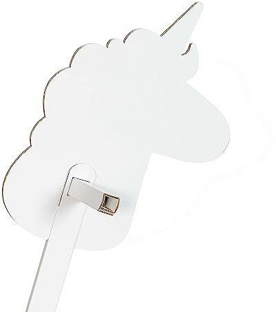 FOLDZILLA Steckenpferd aus Pappe 115 x 40 x 25 cm Hobbyhorse Stockpferd - Einhorn weiß zum Bemalen und Bekleben