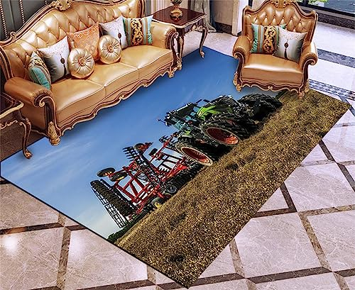 HNHDDZ Modern Wohnzimmer Quadratisch Teppiche 3D Traktor Muster Für Kinder Jungen Jugendliche Zimmer Schlafzimmer rutschfest Waschbar (Stil 2, 120x180 cm)