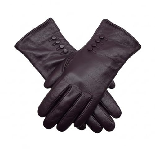 TheGloveHut Guanti da donna in vera pelle morbida completamente foderati, Viola, Extra Large 8