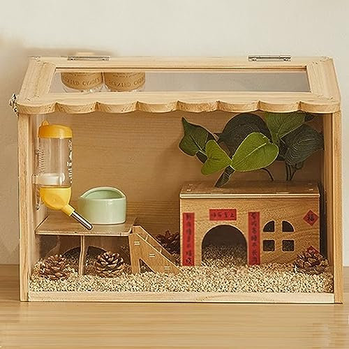 XIAOZHUANGXIONG Hamsterkäfig Holz Klein, Holz Kleintierhaus Nagerhaus Kleintierstall mit Zubehör, Durable (Size : A)
