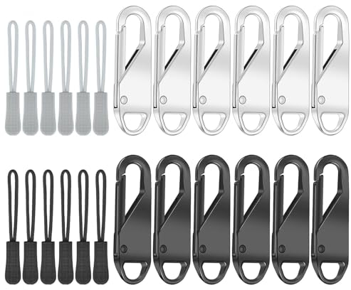 24Stück Reisverschluss-zipper ersatz,Zipper für reißverschluss Abnehmbares Metall Zipper Pull Mit Nylon-Lanyard,Reissverschluss Zipper für Koffer,Rucksack,Stiefel,Jacken universal metallreißverschluss