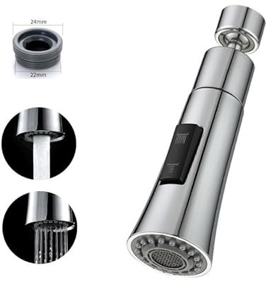 Aireador Grifo Cocina Giratorio 360º, Cabezal Extensor con Difusor para Fregadero, 2 Modos, Alargador Atomizador Antisalpicaduras