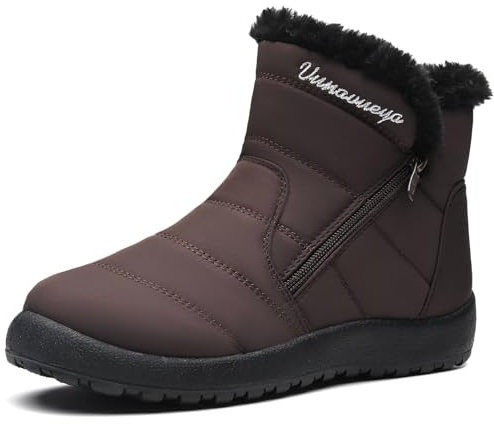 Vunavueya Stivali Donna Stivaletti Invernali Scarpe da Neve con Imbottitura Calda Stivali alla Caviglia Caldo Boots Scarpe Marrone 37 EU_235