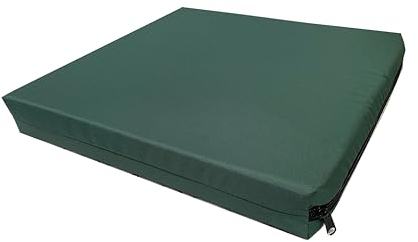 GRIZZLY FOAM 4cm Thick Waterproof Seat Pad Chair Cushion Kitchen Dining Living Room Patio Garden Rattan Furniture Foam Filled Strong Fabric Removable Zip Cover (Bottle Green, 43 x 48cm / 17 x 19)