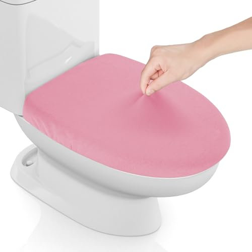 AZHCHKE Stretch Spandex Toilet Lid Cover, Thick Toilet Seat Cover for Bathroom, Washable Soft Toilet Cover, Fits Most Toilet Lids, Pink
