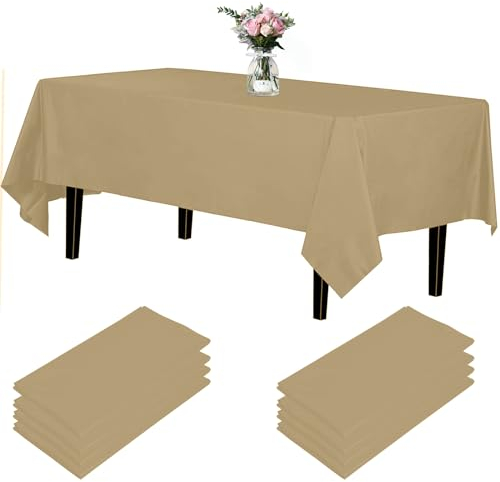 Newthinking Einweg Party Tischdecken, Rechteckig, 137 x 274 cm, 4 Stück, Kunststoff-Tischdecke für Party, Hochzeit, Grillen,Picknick, Weihnachten (Braun)