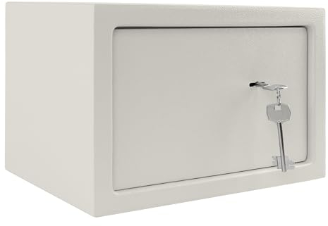 UISEBRT Safe Tresor Möbeltresor mit Doppelbartschloss - Schlüsseltresor Abschließbarer Schrank Geldkoffer Wandsicher Tresorbox für Hause Büro Hotel - 31x20x20cm Silber