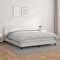Willood Boxspringbett mit Matratze Weiß 180x200 cm Kunstleder Kunstlederbett Polsterbett Bettgestell Bett Hotelbett Schlafzimmerbett Bettrahmen Lattenrost Schlichtes Design