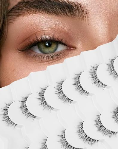 Ukrizi Natürliche Wimpern K17 - Kurze Wimpern für natürlichen Look - Falsche Wimpern mit tierversuchsfreiem Synthetikhaar - 7 Paar