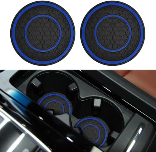 deemars 2PCS Montaña Rusa de la Copa de Coches, Alfombras de la Copa de la Montaña Rusa de Coches de PVC de 2.75 Pulgadas, Accesorios Interiores del Coche Universal (Azul)