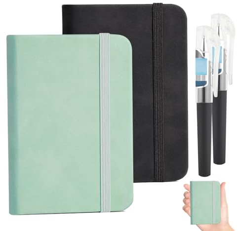 YiJiuBa A7 Notizbuch Set Mit 2 Stiften, 2 Stk Notebook, Notizbuch a7 Blanko, 200 Seiten Taschennotizbuch, Reisetagebuch, Ideal FüR Notizen, To-Do-Listen Oder Skizzen, Kinder, Erwachsene